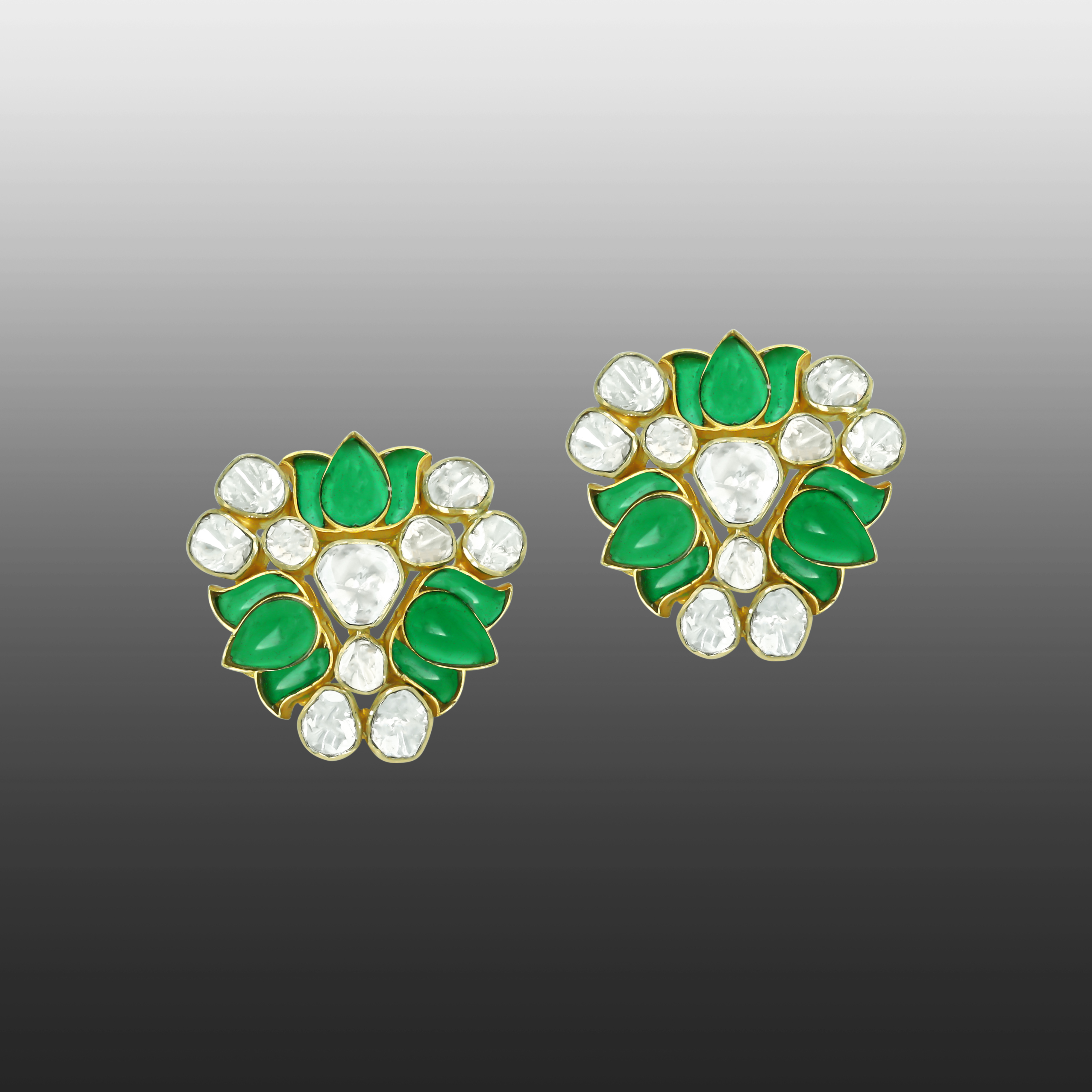 Floral Polki Earrings with Talaf Accents